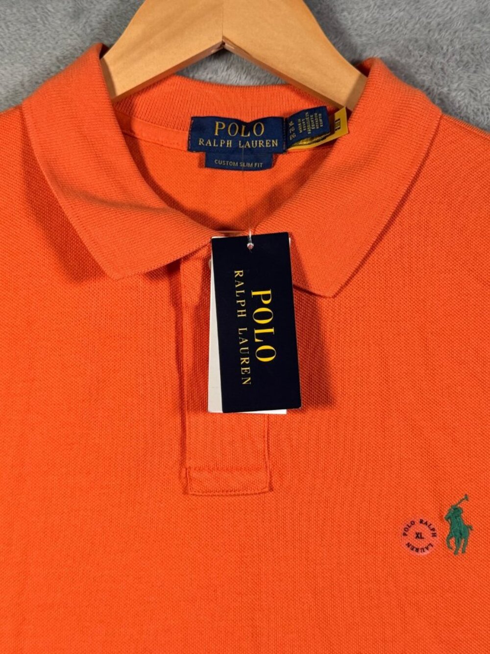 Polo Ralph Lauren Shirt Mens XL Orange Custom Slim Fit Short Sleeve Pony $118